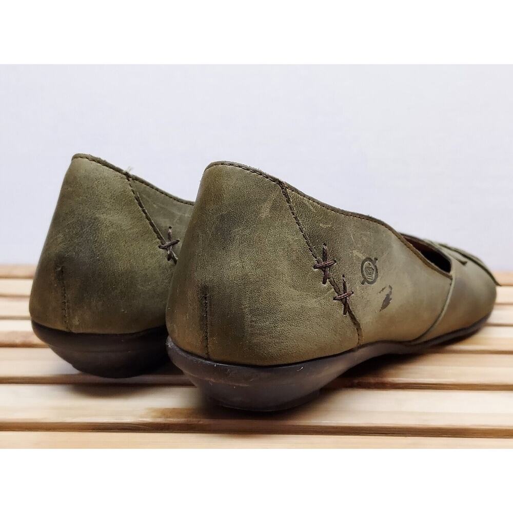 Born Womens | Green | Leather Round Toe Floral Ballet Flat Size 8.5 - Picture 3 of 12